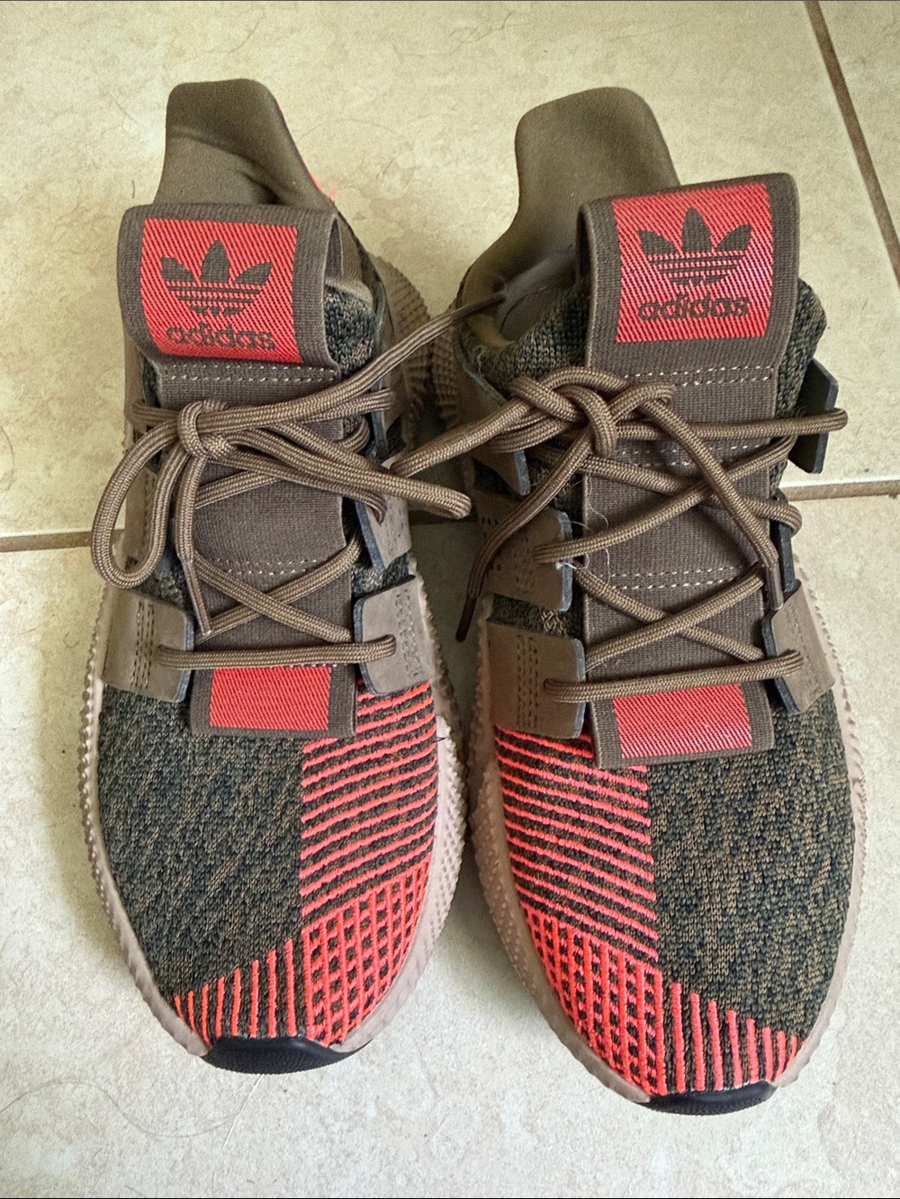 Adidas Olive Green and orange Knit Lifestyle Sneakers